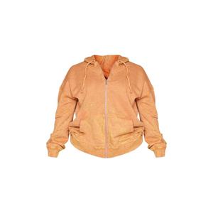 Sweat à capuche oversize pour femme, effet délavé, fermeture éclair, 500 GSM, coton, mode streetwear, fabrication sur mesure, OEM, marque privée, fabricant - Product Image 5