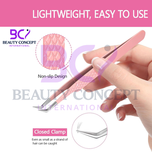 Pince à épiler durable greffée pour cils, pince à épiler à pointe en fibre, 2 pinces à cils incurvées et volumineuses pour extensions de cils avec sac - Product Image 3