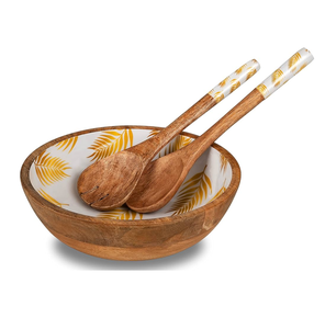 Bol en bois imprimé en émail fait à la main ensemble de bol cuillère imprimé floral en émail fabriqué à la main au prix le plus bas - Product Image 2