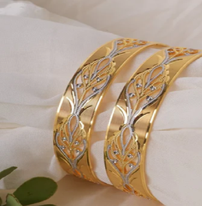 Brazaletes de latón Jaipuri hechos a mano con trabajo meenakari para mujer, joyería chapada en oro elegante, perfecta para oficina y ropa informal - Product Image 4