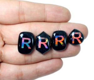 Cabochon de pierres précieuses d'opale naturelle et synthétique, 4 pièces, doublet d'onyx noir, forme de mélange d'opale, pierres de feu et d'opale en vrac - Product Image 2