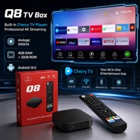 Boîtier TV Android 14.0 en gros Q8 S905Y4 4 Go 32 Go 4K WIFI BT 5.0 Widevine L1 1 pièce MOQ Logo personnalisé Gestion CMS OEM ODM Prix du boîtier