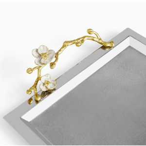 Nouveau plateau Rectangle en argent Design moderne avec des accents de feuille d'or vaisselle collations alimentaires plateau de service pour les fournitures de restaurant d'hôtel - Product Image 3