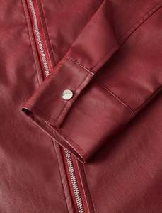 Chaqueta de Motero de Cuero PU Impermeable para Hombre con Cuello con Cierre, Forro de Poliéster, Personalizable, Ropa Exterior Casual de Invierno - Product Image 4