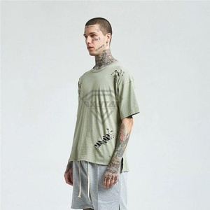 Uso al aire libre Color sólido Hombres Desgastados Camiseta de gran tamaño Transpirable Mejor diseño Hombres Desgastados Camisetas de gran tamaño para hombres - Product Image 5