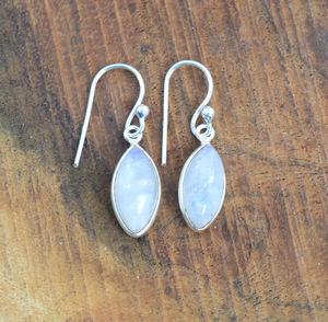 Bulk Wholesale White Rainbow Moonstone Earrings 925 Sterling Silver Hook Handmade Marquise Shape Drop Dangle Earrings <b>Jewelry</b> - Product Image 1