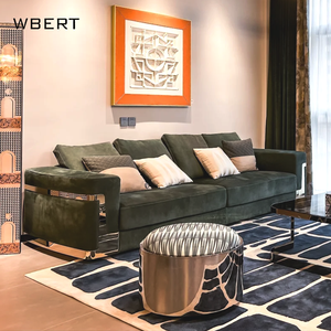 Juego de Sofás de Cuero de Alta Gama Estilo Italiano Moderno WBERT, <span class=keywords><strong>Muebles</strong></span> Tapizados de Lujo Ligero para Villa, Sofá de Tela de Terciopelo para Sala de Estar - Product Image 3