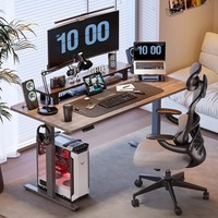 Bureau de jeu électrique en bois rustique OEM, réglable en hauteur par moteur, pour PC, idéal pour les gamers et les postes de travail à domicile