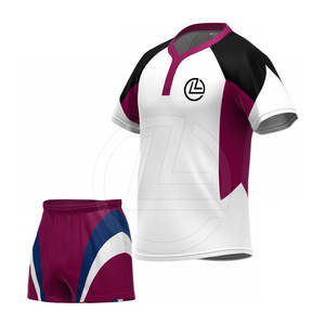 Ensemble de kit d'équipe de rugby maillot à manches courtes short assorti anti-rétrécissement respirant léger uniforme de couleur personnalisé pour - Product Image 1