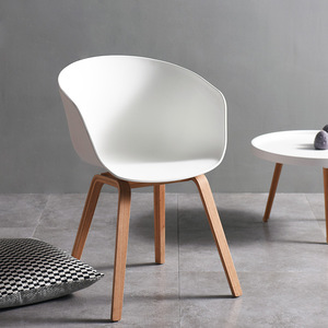 Scandinavian-Style Backrest Dining Chair-BFG044-<b>Plastic</b> and Wood Seat - Product Image 2