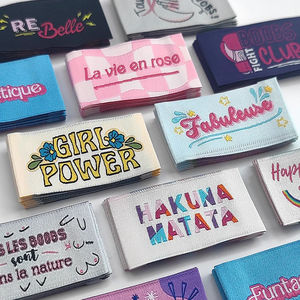 Wholesale Custom Made <b>Iron</b> <b>on</b> Labels Clothing Brand Waterproof Garment Clothes Damask Main Woven Labels With Sizes - Product Image 1