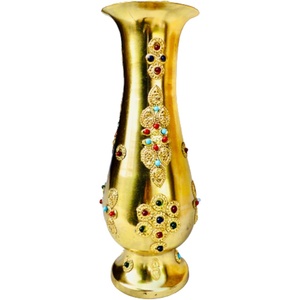 Jarrón Art Deco de Metal de hierro chapado en oro fundido florero decorativo geométrico de estilo Vintage para decoración moderna del hogar - Product Image 2