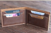 Dompet Dompet Lipat Dua untuk Pria, Dompet Lipat Dua Awet, Dompet Kulit dan Kanvas, Dompet Kulit Ramping Rfid untuk Pria