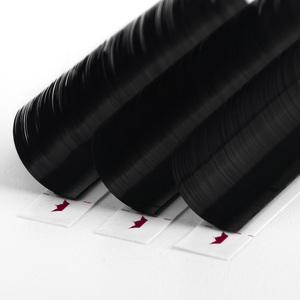Extensions de cils individuels en soie de vison noir mat en fibre PBT coréenne végétalienne Cils à bande complète Prix de gros - Product Image 1