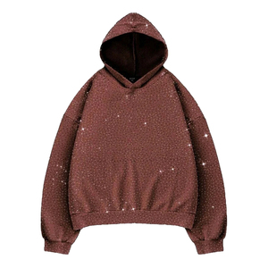 Sudadera con Capucha Extra Grande de 500 g/m², 100 % Algodón, con Cierre, Lavado Ácido Decolorado al Sol, con Pedrería, Estilo Urbano, Gran Venta - Product Image 5