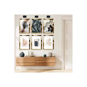 Ensemble de table en MDF 6 pièces à thème abstrait moderne avec bord en plexiglas pour la décoration murale du salon - Product Image 1