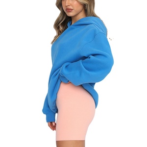 Sweat-shirt en molleton lourd 100% coton tricoté sur mesure pour l'hiver, taille plus, pull uni pour femmes, sweat-shirt à capuche - Product Image 4