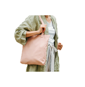 Bolso de mano de lino beige 100% personalizado con asa de cuerda Bolso de compras de hombro sostenible - Product Image 1
