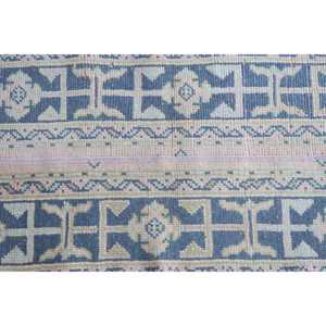 Petit tapis turc 1,7x3,6 pi (53x110 cm), tapis persan en laine bleu vintage - Product Image 4
