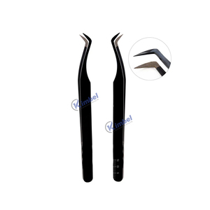 Pinces à épiler pour extensions de cils à pointe incurvée noire de marque privée, fabriquées à la main au Pakistan, en acier inoxydable, pinces personnalisées - Product Image 4