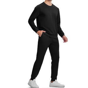 Melbo Sports Ensemble de sport d'hiver pour hommes, col rond, chaud, jogging, gymnastique, entraînement, respirant, 100% coton, polaire - Product Image 3