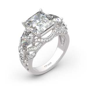 Jeulia Fashionable Vintage Three Stone Princess Cut <b>Opening</b> <b>Ring</b> in Stainless Steel - Product Image 3