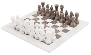 Table d'échecs royale traditionnelle en marbre - Matériau en pierre durable pour salon, salle à manger, utilisation en extérieur - Product Image 3