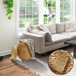 Panier de rangement rond en jacinthe d'eau, panier de rangement fait à la main, vente en gros, écologique, fabriqué au Vietnam - Product Image 6