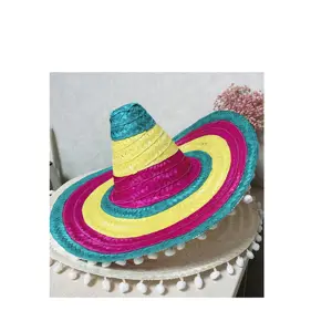 wholesale price mexican sombreros for party adult / Handmade color straw hat bar event decoration suppliers