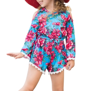 Mono Floral para Niñas, Manga Corta, Estampado, Poliéster/Algodón Tejido, Verano, Una Pieza, Suave, Transpirable, Cómodo, Diseño Personalizado - Product Image 1