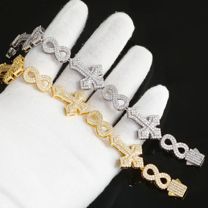 Cadena Hip Hop de Lujo con Diamantes de Imitación para Hombre, Símbolo de Infinito y Dijes de Cruz, Cadena Gruesa con Micro Pavé de Diamantes de Imitación - Product Image 6