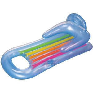 INTEX 160x85cm gonfiabile blu/bianco PVC piscina lettino con portabevande schienale braccioli sedile lettino galleggiante - Product Image 1