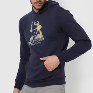 เสื้อฮู้ดพิมพ์ลายไหล่โอเวอร์ไซส์ของผู้ชายผ้าคอตตอน100% สีทึบออกแบบได้ตามต้องการ - Product Image 5