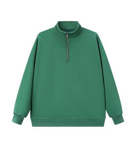 Bangladesh China Factory Price Custom Logo Embroidery 320g stand collar loose fit unisex half-zip men sweatshirt - Product Image 6
