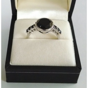 Natural Black Spinel <b>Ring</b> for Women <b>Dainty</b> 925 Sterling Silver Shah Gems Cut Oval Cut Stone for Everyday Wear - Product Image 1