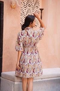 Vestido corto de algodón con bloque de mano indio para mujer, Elegante ropa de fiesta, vestido con estampado floral, regalo para su vestido, novia personalizada, boda - Product Image 2