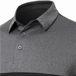 High Quality Custom Men Two Tone <b>Grey</b> Black Performance <b>Polo</b> <b>Shirt</b> Breathable Sportswear Manufacturer - Product Image 2