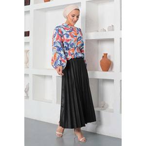 Chemisier Élastique Brodé à Motifs Floraux pour Femmes XS-XL en Chiffon Organza Tissu Tricoté Sans Col Style Décontracté Longueur Avant - Product Image 4