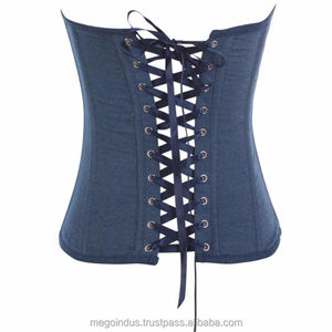 Denim Buste Corset pour Femmes Grande Taille Sexy Brodé Cowboy Corsets Bustiers Tops Bleu Gothique Lingerie Tous Les Jours Minceur - Product Image 5