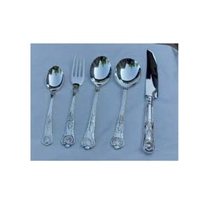 Juego de cubiertos de plata pulida de acero inoxidable de alta calidad con mango de diseño en relieve hecho a mano único Juego de cubiertos de lujo - Product Image 1
