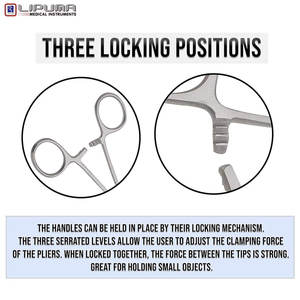 คีมคีลลี่แบบโค้งและตรง 2 ชิ้น ขนาด 8 นิ้ว ทำจากสแตนเลสสตีล พร้อมระบบล็อคแบบแมนนวล สำหรับการผ่าตัดและใช้ทางการแพทย์ - Product Image 2