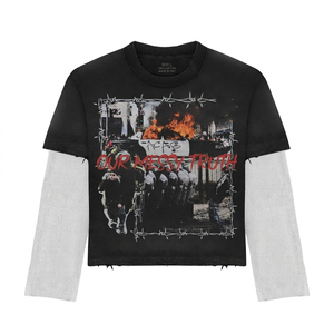 เสื้อยืดพรีเมียม 240 GSM ผ้าฝ้ายสองชั้น ซักแบบวินเทจ สีดำ พิมพ์ลายกราฟิก สกรีนโลโก้ตามสั่ง เสื้อยืดสองชั้นทรงทันสมัยสำหรับผู้ชาย - Product Image 3