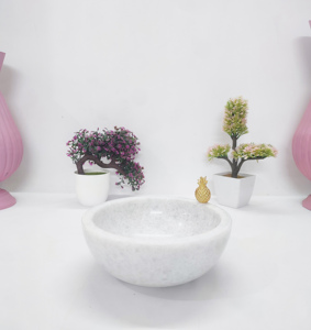 Bol à fruits de service rond et incurvé en marbre de qualité supérieure de luxe Bol de service décoratif en marbre de qualité supérieure pour la décoration de mariage - Product Image 6