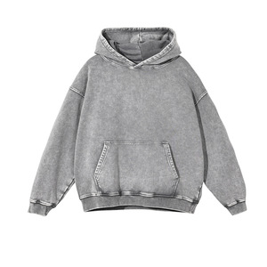 Sweat à capuche surdimensionné Vintage Stone Wash de haute qualité pour hommes Streetwear pull avec masque facial Logo personnalisé sweat à capuche court pour hommes - Product Image 1