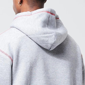 Vente en gros Sweat à capuche d'hiver pour homme, coupe oversize respirante, avec surpiqûres contrastées, logo personnalisé, en molleton 100% coton, logo frontal, modèle basique - Product Image 3