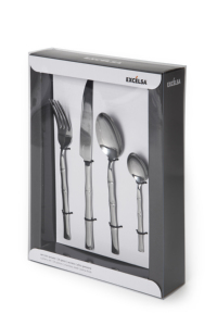 Set di Posate in Acciaio Inossidabile Color Argento, 24 Pezzi, Stile Lussuoso ed Elegante, Finitura a Specchio, Bambù by Excelsa - Product Image 6