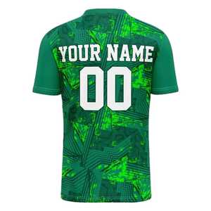 Uniforme de sport entièrement sublimé, chemises de football classiques vintage, maillot de football vert personnalisé, t-shirt de football à col en V pour hommes - Product Image 2