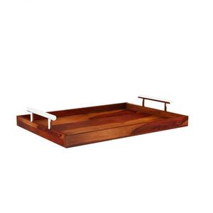 Bandeja de madera de diseño moderno con mango de metal, bandeja de madera de mango redondo con mango de metal para ocasiones y uso en fiestas a precio barato - Product Image 6