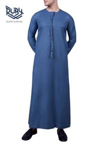 Accesorios de ropa musulmana tradicional con estilo para hombres Thobes de seda de moda con Vestido largo de tela de patrón sólido transpirable - Product Image 2