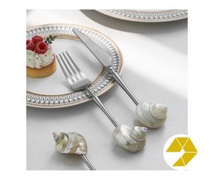 Elegant <b>Seashell</b> Spoon Featuring Mother Pearl Conch Inlay Handcrafted Luxury <b>Seashell</b> Fork Set <b>for</b> <b>sale</b> Spoon Mother pearl - Product Image 6